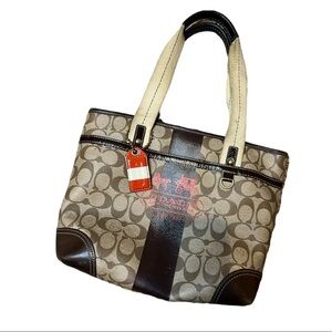 Coach Heritage Stripe Leather Tote